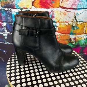 Franco Sarto  Idrina Ankle Boot Black Side Zip Leather Size 8.5